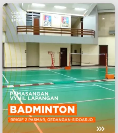 Lapangan badminton indoor berlantai vinyl