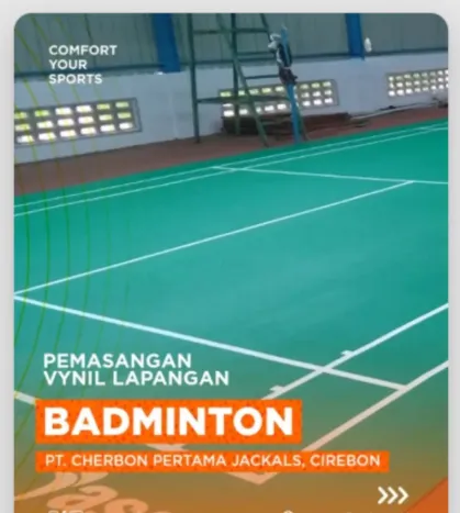 Pemasangan vinyl lapangan badminton indoor